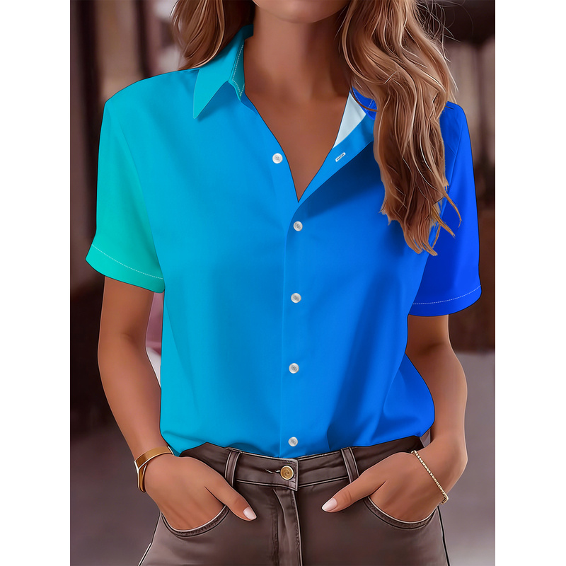 Women Formal Wear Stitching - Camicia casual da donna a maniche