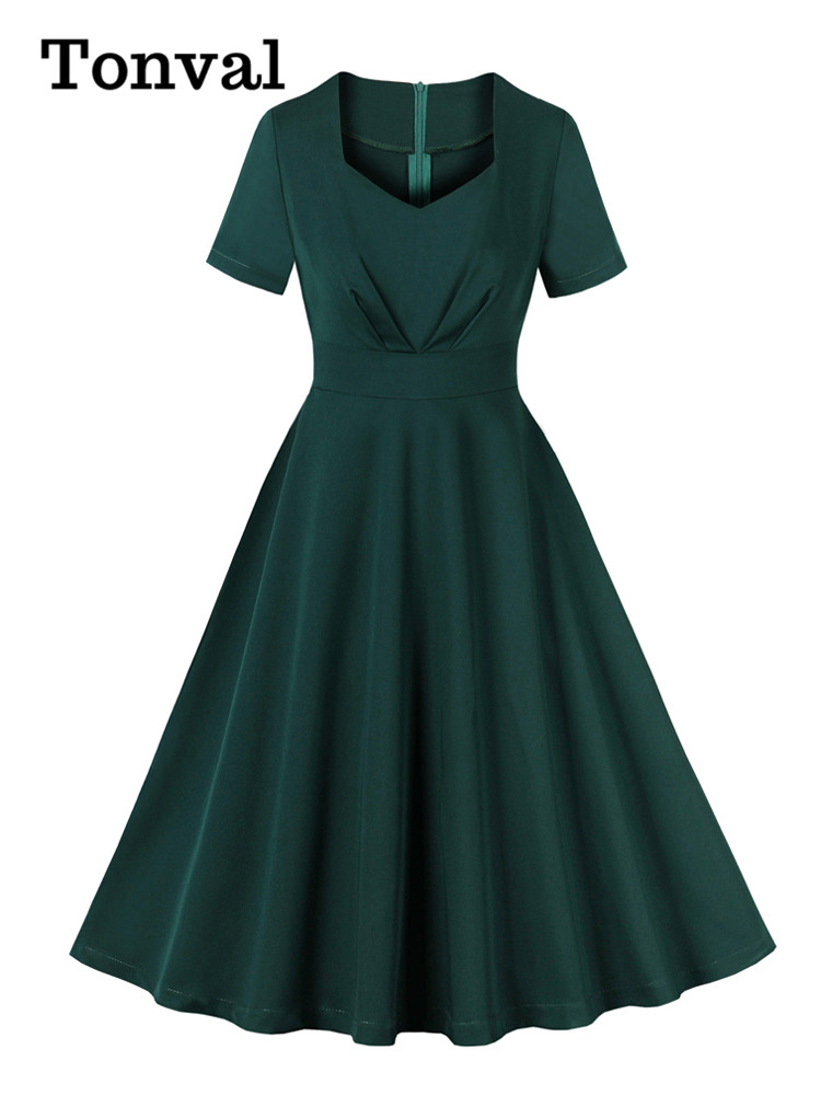 Women'S Green Formal Wear - Tonval Abiti scampanati a vita alta
