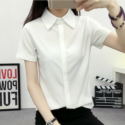 Large Women'S Formal Wear - Camicia Bianca Larga a Maniche Corte