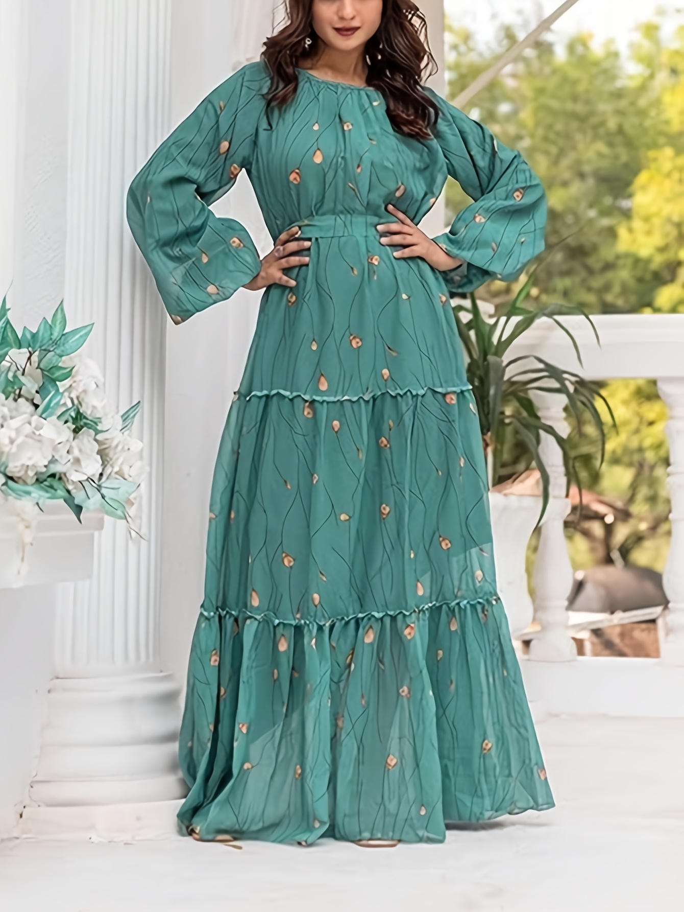 Elegante Abito Lungo Floreale  - Women'S Green Formal Wear recensione e prezzo